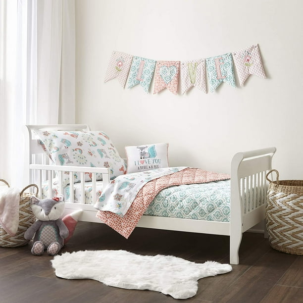 Multi Woodland Forest Theme Levtex home Baby Flat Sheet Pink 5 Piece Set Includes Reversible Quilt White Fiona Toddler Bed Set Aqua Fitted Sheet Pillow Case Decorative Pillow Multi Woodland Forest Theme Levtex home Baby Flat Sheet Pink 5 Piece Set Includes Reversible Quilt White Fiona Toddler Bed Set Aqua Fitted Sheet Pillow Case Decorative Pillow